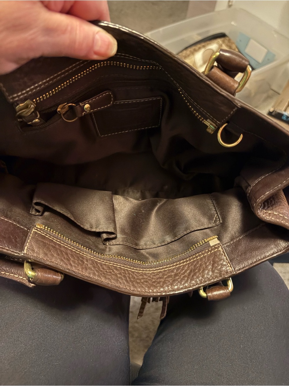 Coach Brown Leather Tote Handbag with Gold Hardware - Picture 9 of 10